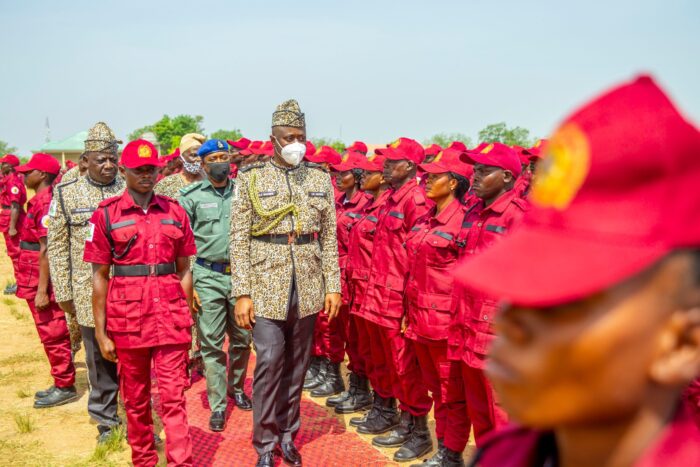 Oyo State Amotekun Operatives Caged In Service, by their Corps commandant retired Colonel Olayanju Bisiriyu Olayinka, by Segun Adebowale